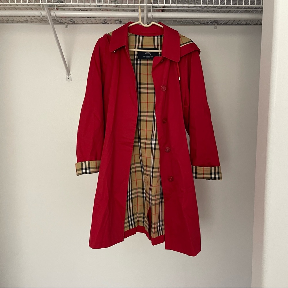 Burberry red cotton trench coat
